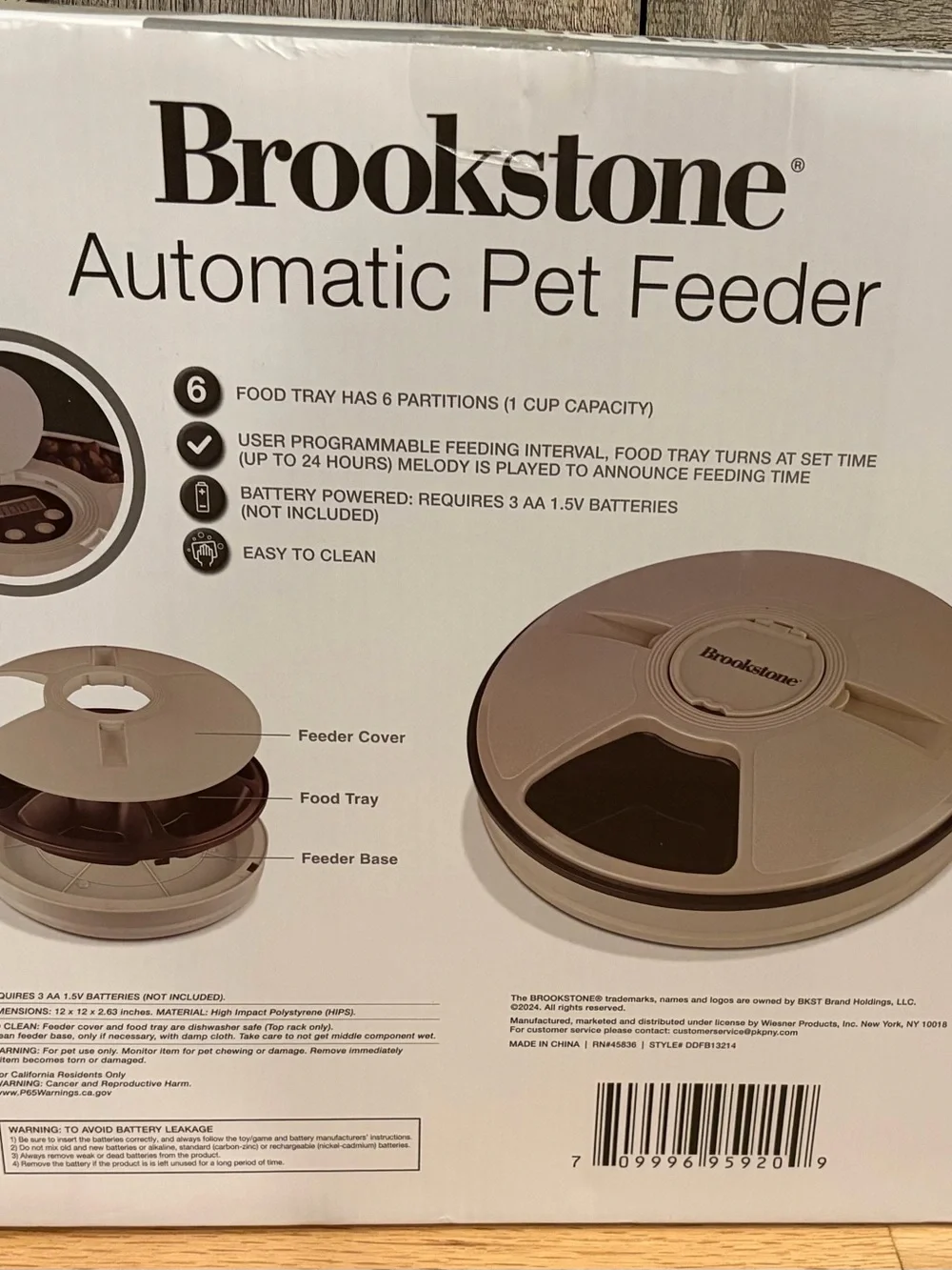Brookstone Automatic Pet Feeder in Beige and Dark Brown